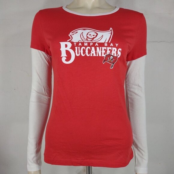 NWT NFL Team Apparel Tampa Bay Buccaneers red white long sleeve shirt Medium - Picture 1 of 9